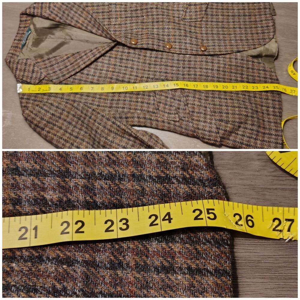 Vintage Polo Ralph Lauren Wool Tweed Blazer Suede Elbow Patch 16 Fits like XS/S - Picture 8 of 16